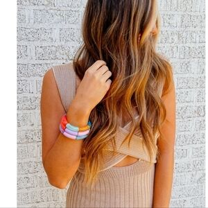 NEW Set 3 Multicolor Resin Bead Stretch Bracelets